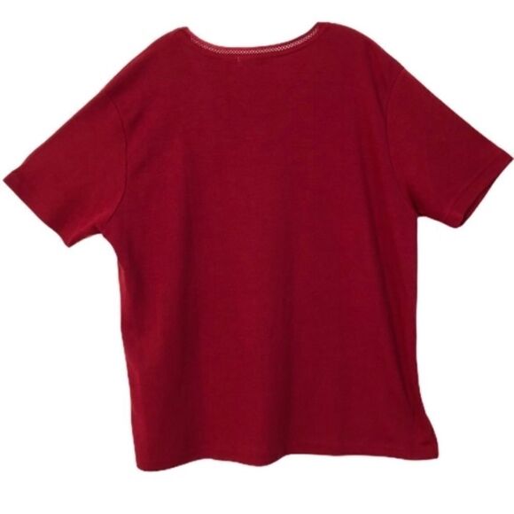 CAROLYN TAYLOR TOP Dark Red Short Sl… - Picture 2 of 5